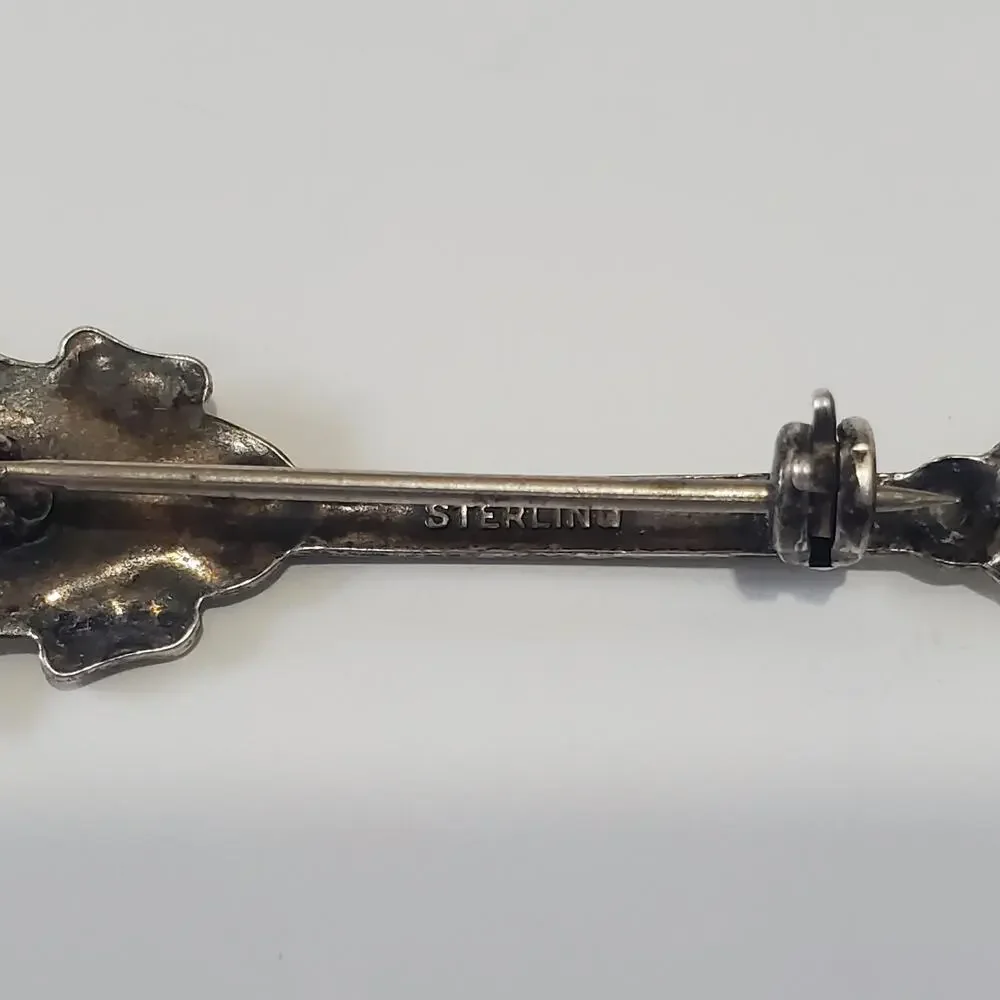 Vintage Sterling Silver Heart Butterfly Spoon Pin Brooch